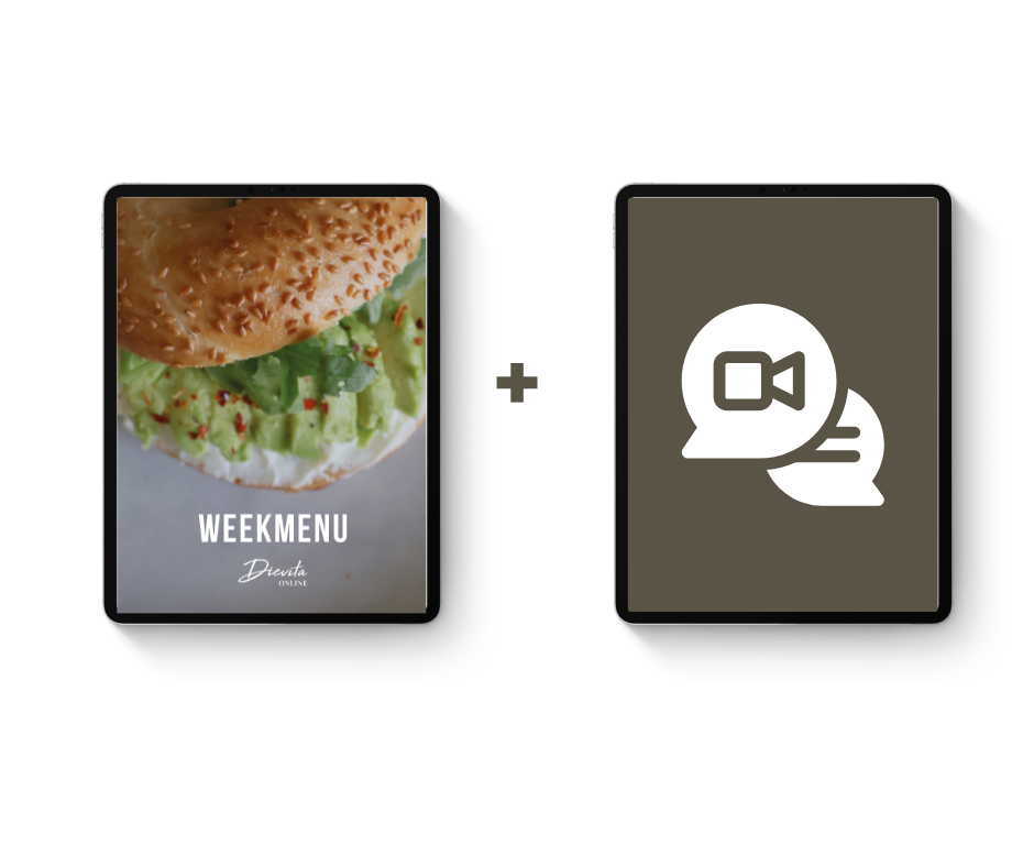 Online Coaching Traject van Dievita Online: weekmenu en videocoaching op twee tablets